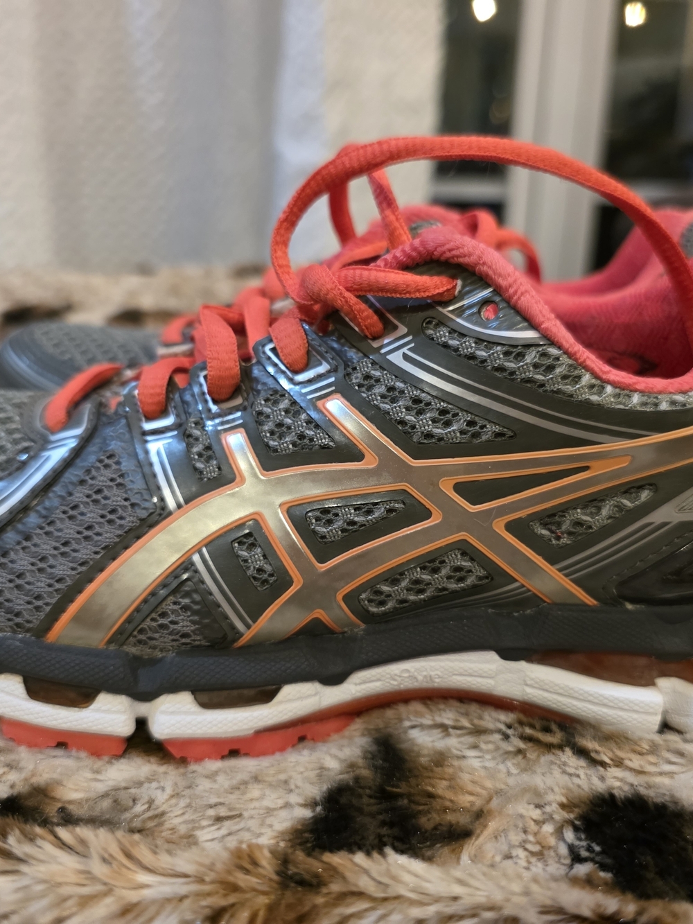 ASICS Kids' Running Shoes in Gray and Coral